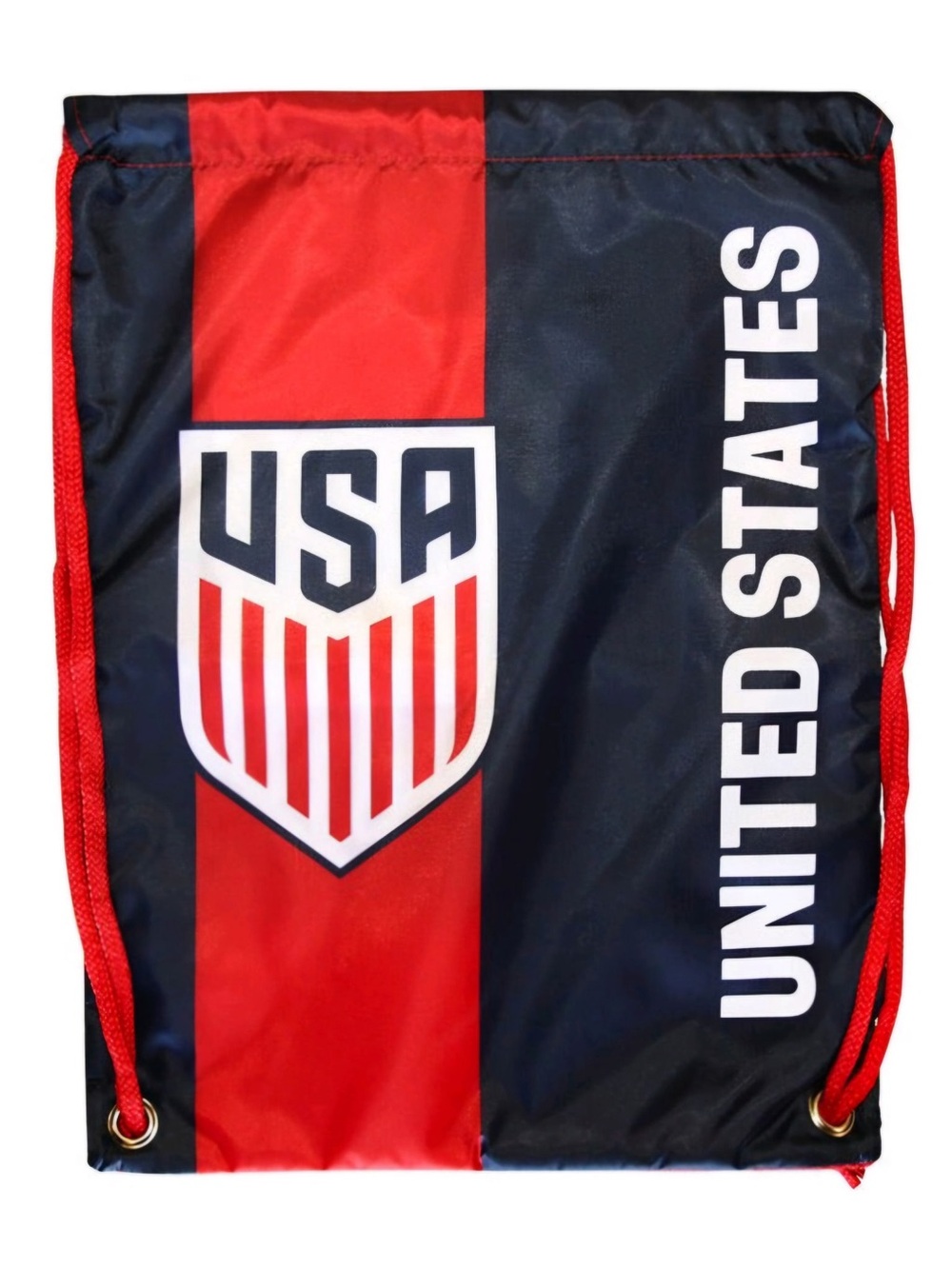 USA Red and Navy Drawstring Backpack with Bold Crest